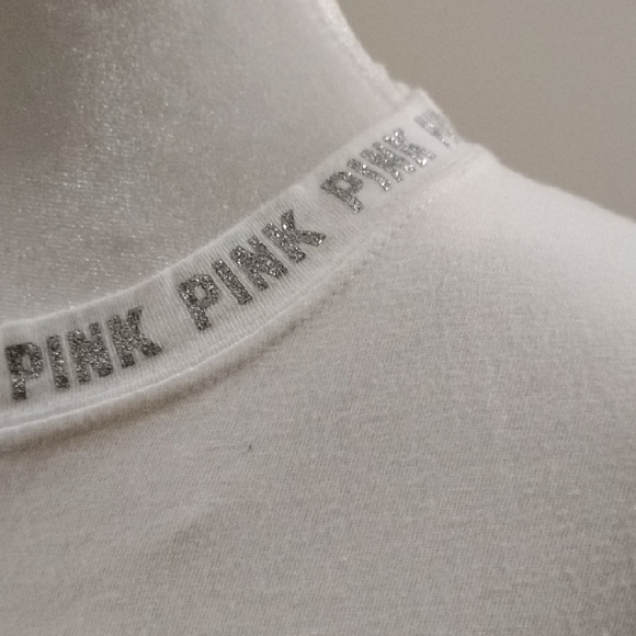 PINK Victoria's Secret White And Blue Bling! Long Sleeve Top - Picture 5 of 8